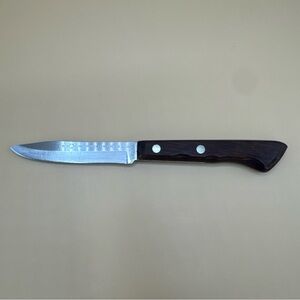 Vintage Ekco Flint Vanadium Stainless Steel Paring Knife 3" Blade Wood Handle US